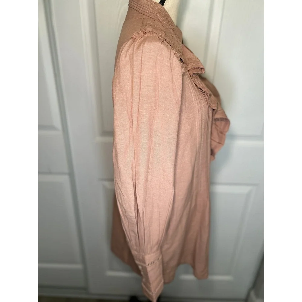 Free People Romi Mini Shirt Dress Small Pink Cashmere Ruffle Lace Boho Tunic NWT